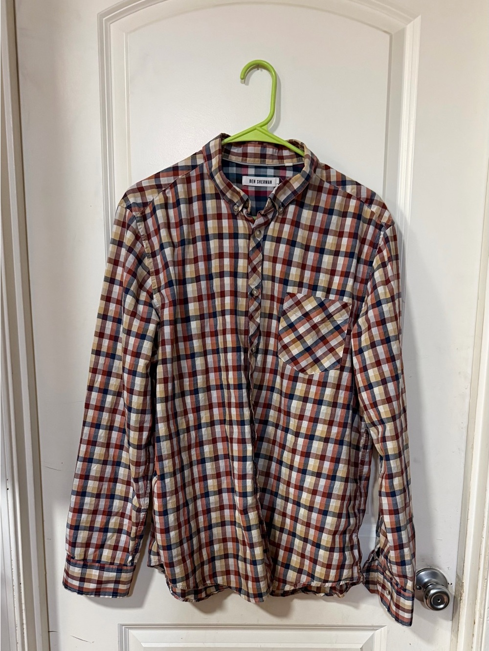 Ben Sherman Plaid Button-Down Shirt - Red, Blue, Cream
